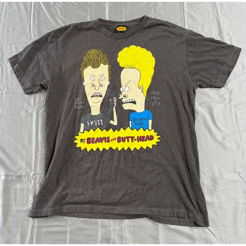 Beavis and Butt-Head MTV Fifth Sun Graphic T-Shirt Mens Charcoal Grey 2010 Large